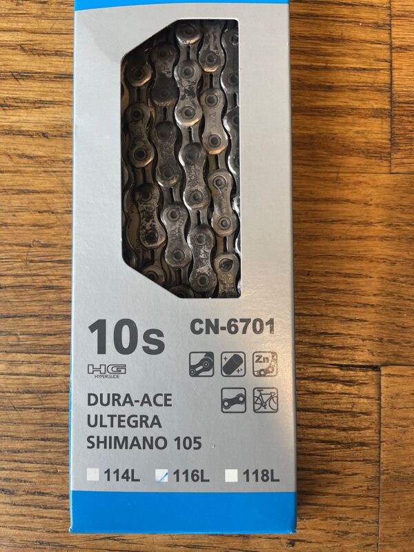 Shimano CN-6701 10f. Kette Rennrad 116L., gewachst mit Silca Secret Chain Blend